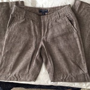 Brown linen wide leg trousers